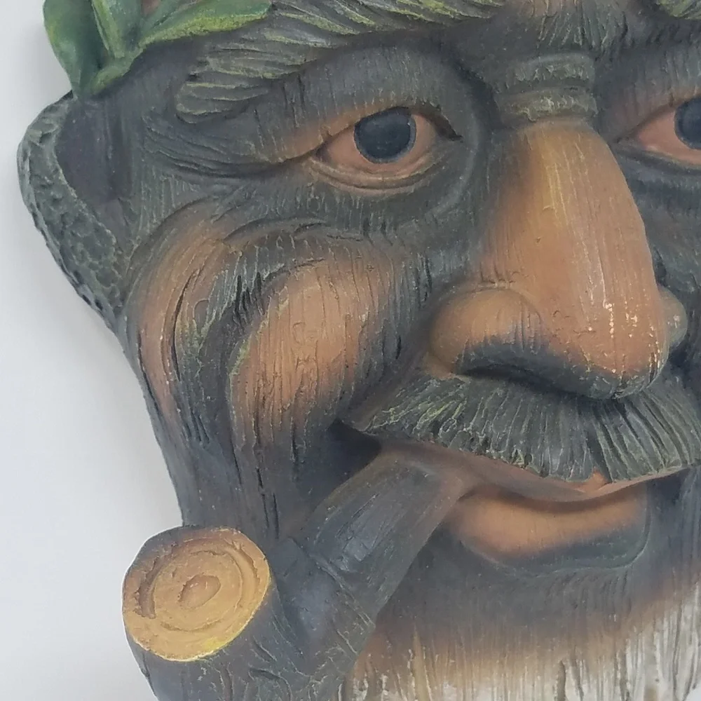 Vtg resin roman‎ man face smoking pipe wall decor man cave